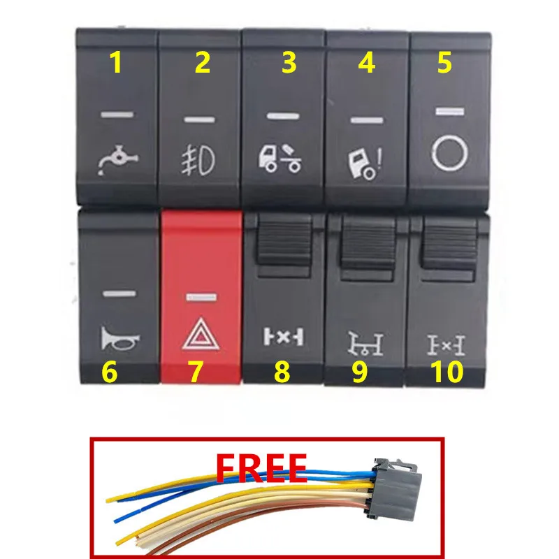 

Instrument Control Switch For SHACMAN X6000 H3000 L3000 Modified Sprinkler Switch Power Take-off Rear Headlight Crisis Horn Fog