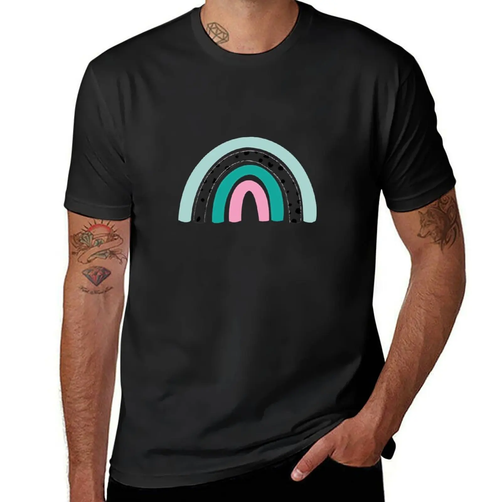 

Rainbow T-Shirt summer top customs korean fashion kawaii clothes men workout shirt