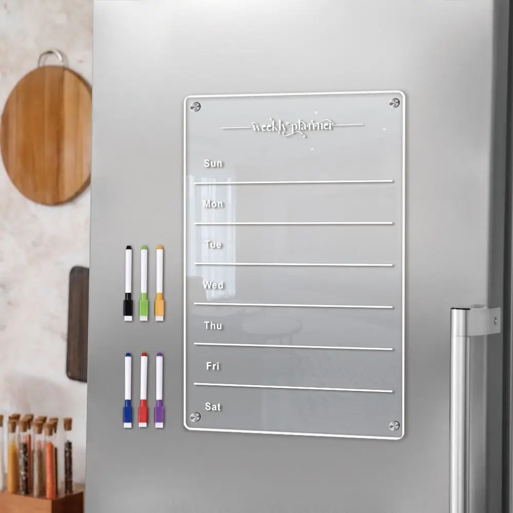Magnetic Fridge Sticker High Quality Dry Erase Acrylic Weekly Schedule Clear Message Board Home School Office