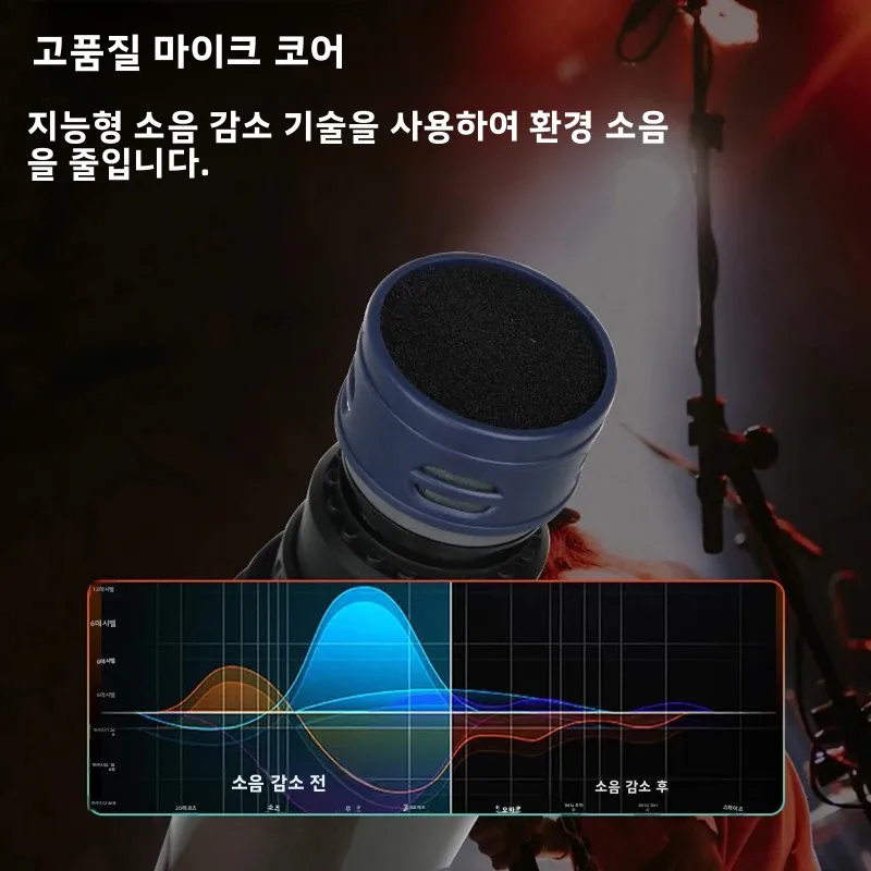레이헤이즈 RS-899 무선 충전식 마이크 (카디오이드 카메라 패턴) 무대 공연 및 가정용 노래방에 적합