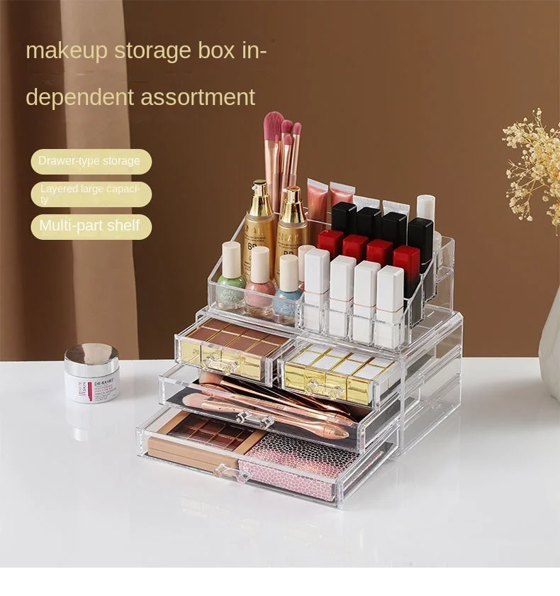 Makeup Organizers for man Cosmetic Storage Box Dust Proof Drawer Transparent Plastic Acrylic Stackable Combination Jewelry Lipstick Storage Container clear makeup organizer