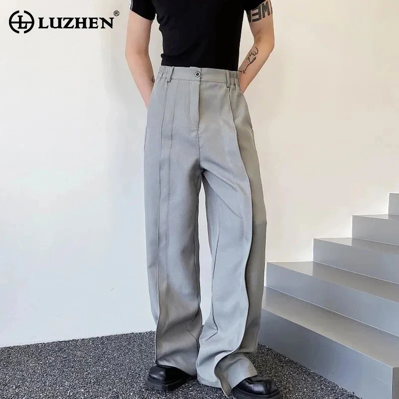 

LUZHEN 2024 New Original Splicing Design Casual Pants Men's Trendy Loose Straight High Street Elegant Wide Leg Trousers 2abac8