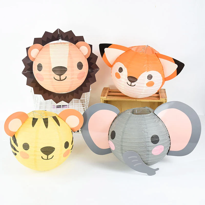 Jungle Animals Paper Lanterns Cartoon Woodland Lion Fox Tiger Lantern