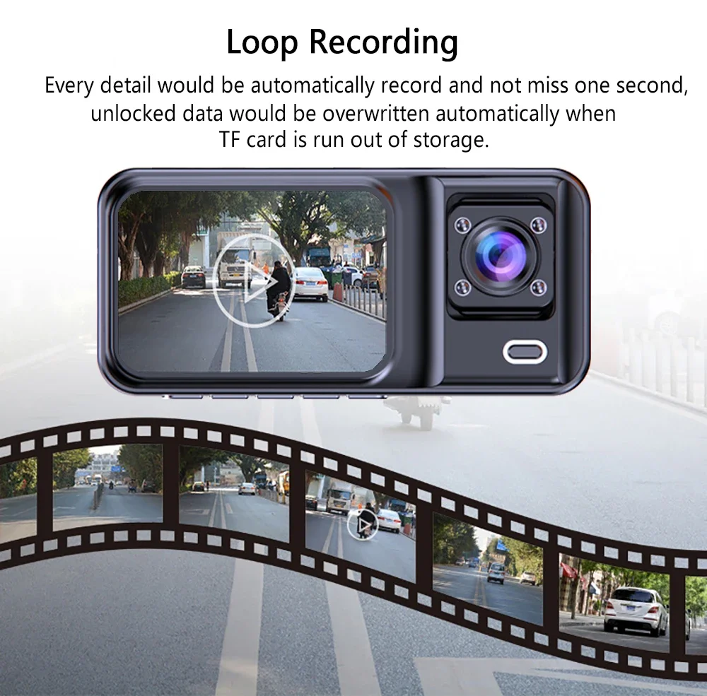ڵ ī޶  ڽ  3 ä  ķ, 1080P  , Ĺ ī޶,  DVR, ڵ ׼