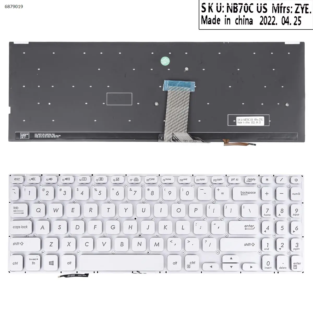 

Клавиатура для ноутбука ASUS Vivobook S530UA S530UN S530FA S5300F S5300FN Серебристая с подсветкой без рамки