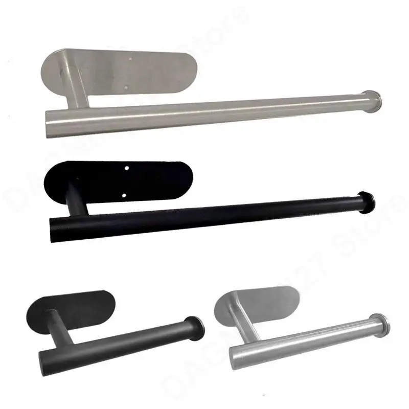 

black toilet Roll Paper Towel Holder Organizers Punch-Free Rack hanger Bathroom Tissue Self-Adhesive wc rol houder Stainless V27