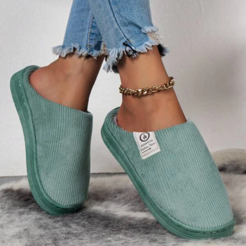 

Зимние домашние тапочки с плюшевой подкладкой, удобные пушистые туфли с закрытым носком без застежек для спальни, уютные и теплые домашние Тапочки