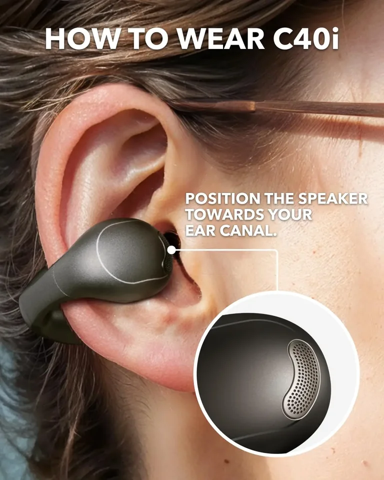 Anker Soundcore C40i , Open-Ear Earbuds, Clip-On Headphones