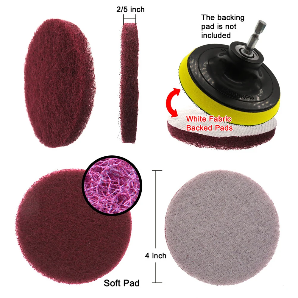 

5pcs Scouring Pad Nylon 4 Inch Polishing Pad Grinding Disc Cleaning Cloth Scrub Pad Industrial Cleaning Tool Accessories