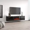 Floating Fireplace TV Stand for TVs Up To 80", Modern High Gloss 72" Entertainment Center, Wall Mounted Electric Fireplace 3