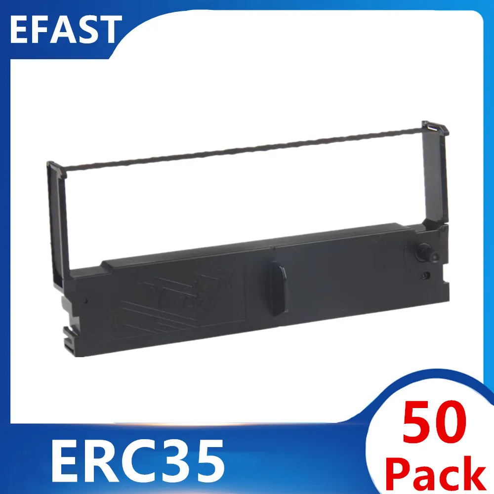 엡손 금전 등록기 프린터용 블랙 컬러 잉크 리본 라벨 테이프 카트리지, ERC35 ERC-35 ERC35B ERC35BK, 12.7mm x 10m, 50 팩