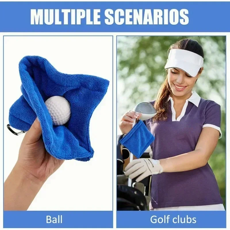 1PC Golf Ball Cleaning Towel Club Towel Outdoor Hook Towel Microfiber Velvet Outdoor Convenient Hhanging Waist Sports Club Cloth 3