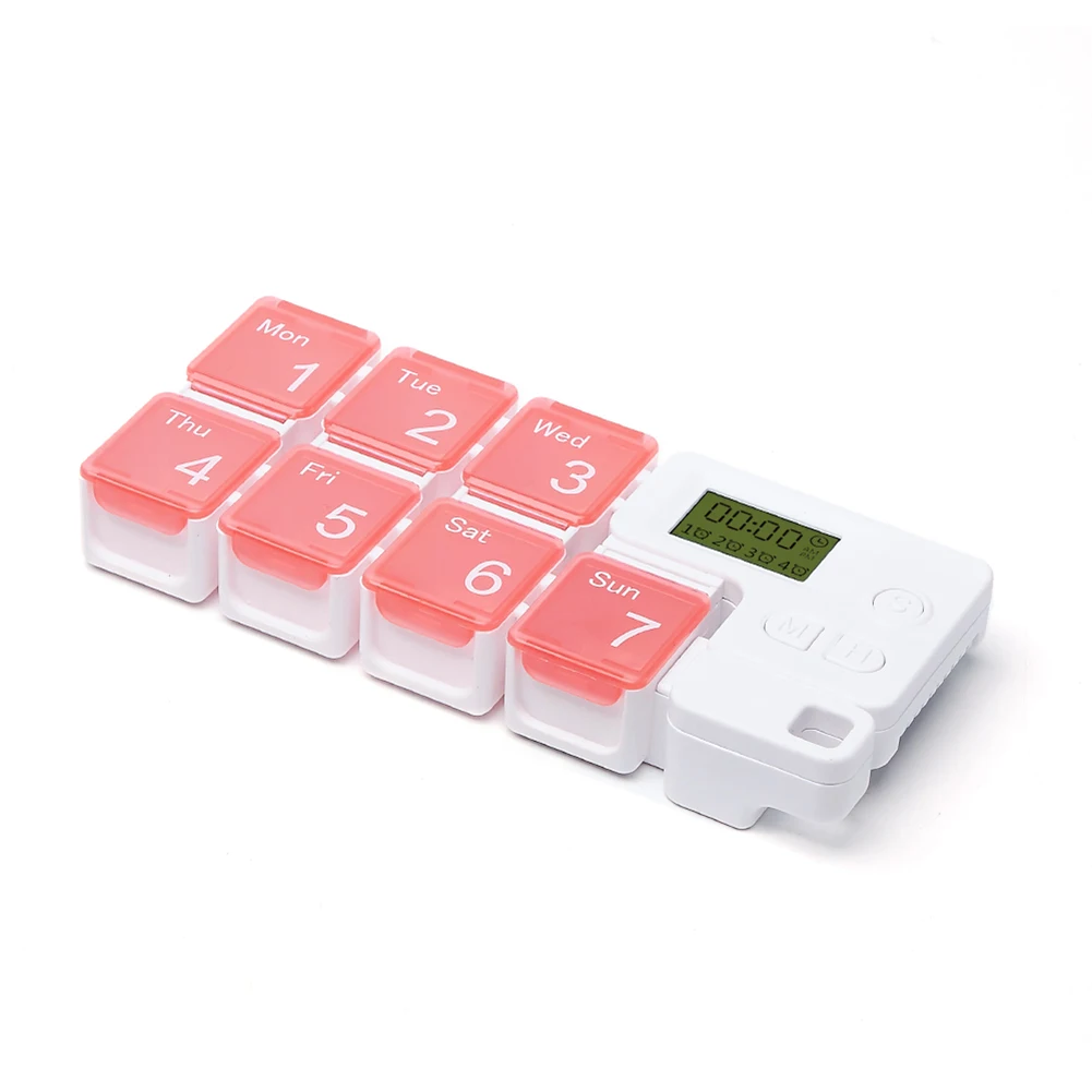 Drug Storage Alarm Box Weekly Pills Container Reminder