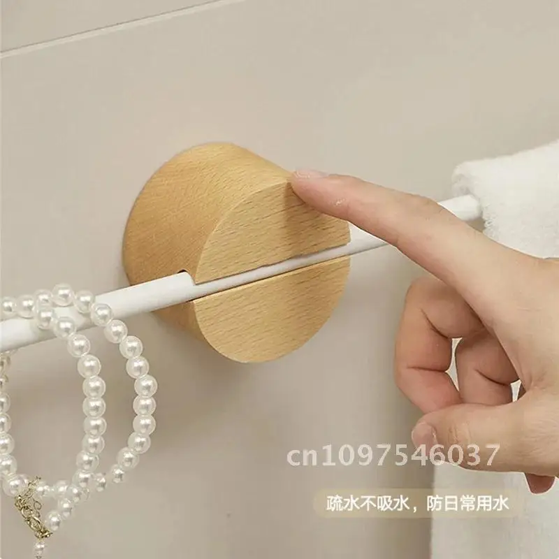 Rack Towel Bar Towel Holder 304 Stainless Steel Beech Bathroom Wall Single Wood Mounted Artistic Shelf Hanger