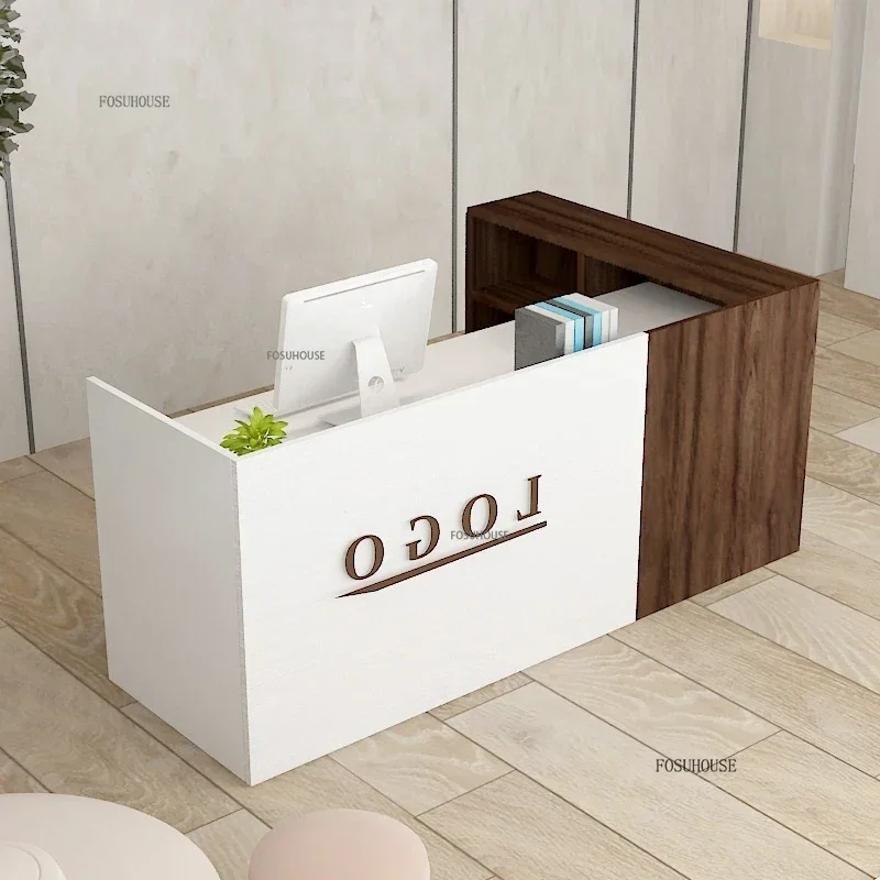 Nordic Reception Desk Front Desk Simple Church Pulpit Podium Commercial Store Wood Cashier Desks Corner Office Furniture