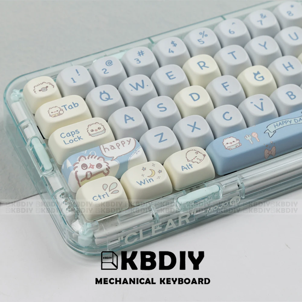 KBDiy 144Keys/Set MAC Keycap MOA Profile Cute Cat Theme Anime PBT DYE-SUB Keyboard Keycaps Customize MX Blue for 64/87/980