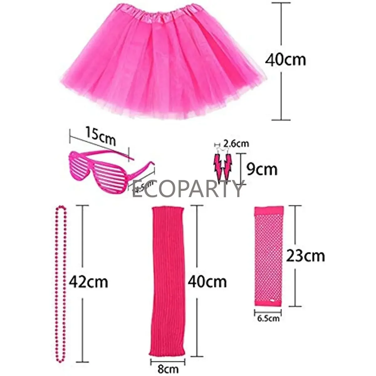 Disfraz Neón Años 80 Conjunto De - Incluye Tutú, Calentadores Y Guantes, Tallas 8-14 O 16-20 UK, Para Despedidas De Soltera Traje Fiesta 80s Redstar Fancy Dress