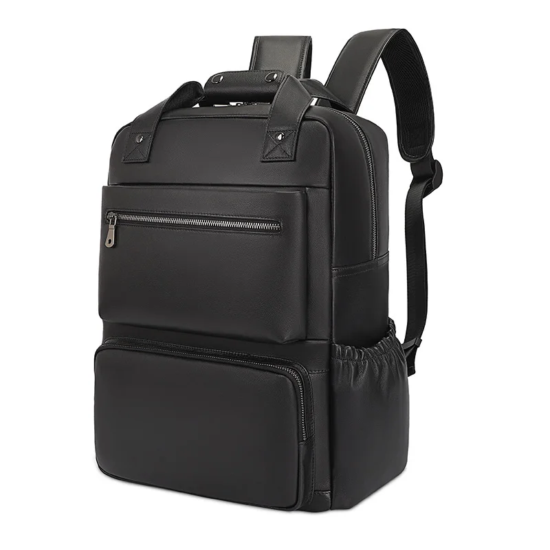 

Business Leather Backpack Men's Waterproof Cowhide Large Capacity 15.6-inch Computer Outdoor Travel Backpack