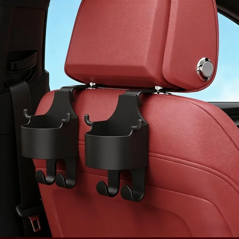 Organizzatore per Sedile Auto con Gancio e Portabicchieri in Materiale PP, Accessorio Multifunzionale per Auto - immagine 3
