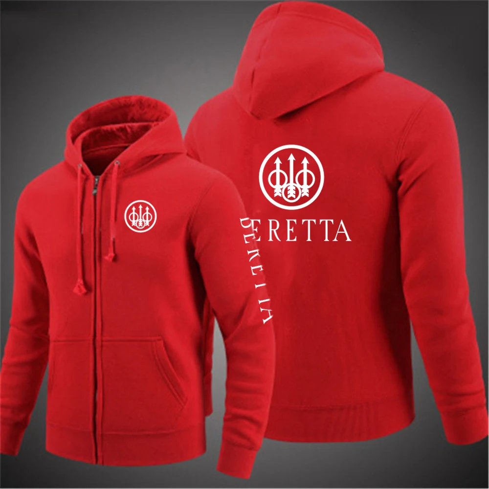 2022 Fall/Winter BERETTA Logo Design Men's Solid Color Outdoor Top Hooded Jacket Sports Style DIY Printed Men's Zip Coat hoodies green sweatshirt Hoodies & Sweatshirts