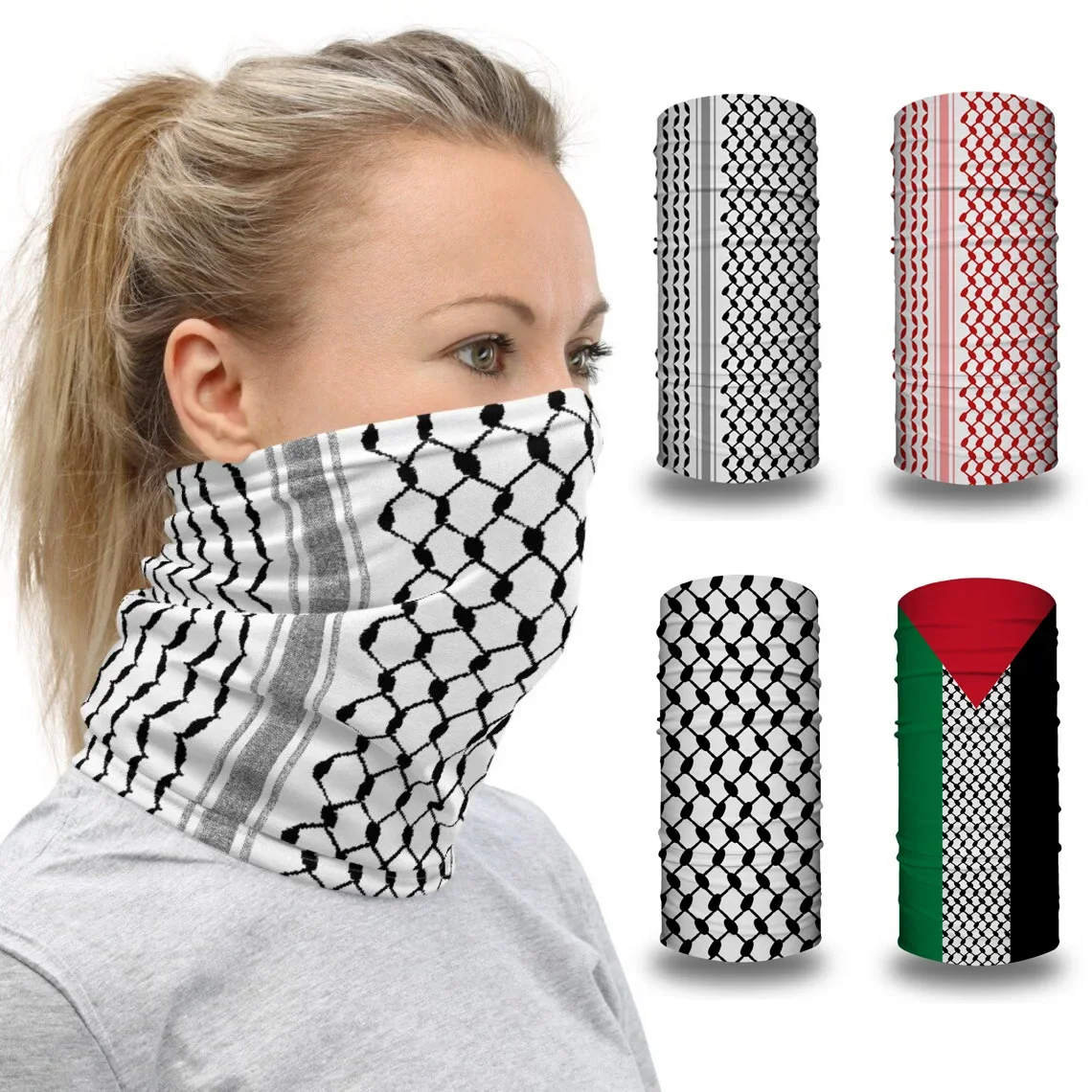Palestinian Keffiyeh Bandanas Neck Gaiter Seamless Arabia Scarves Palestine Arabic Face Masks Shields Multifunctional Headwear