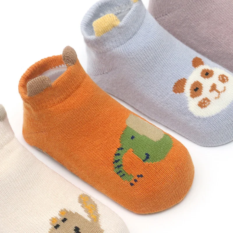 Baby Cotton Cartoon Animal Ear Non-Slip Ankle Socks for Toddlers Kids Boys Girls Spring Summer Short Socks 0-5T Infant Footwear