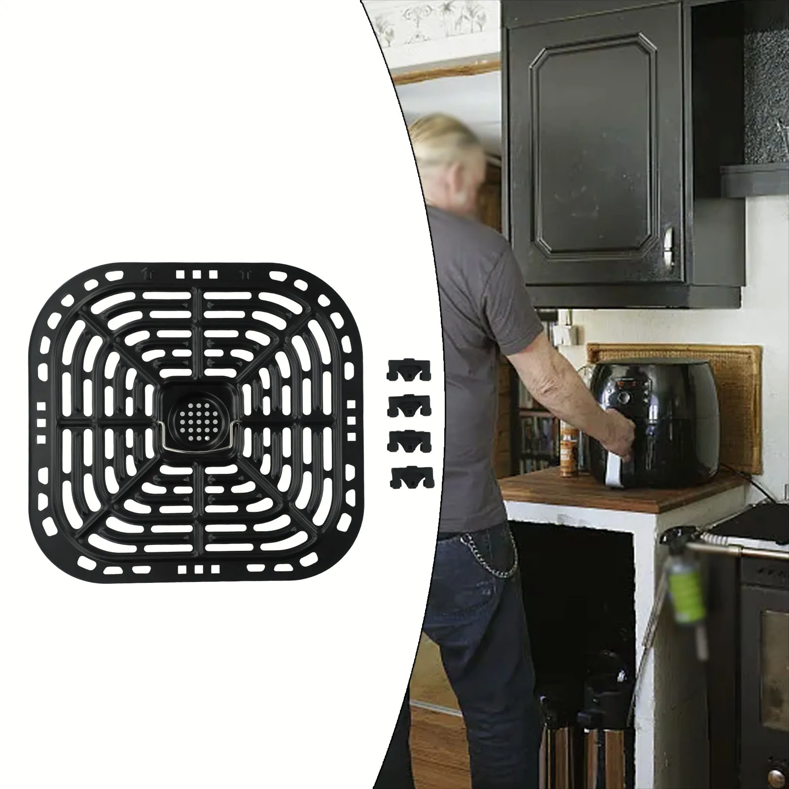 Pies de silicona para freír para comedor y Bar, pequeños electrodomésticos, accesorio de hoja de vapor, freidora de aire