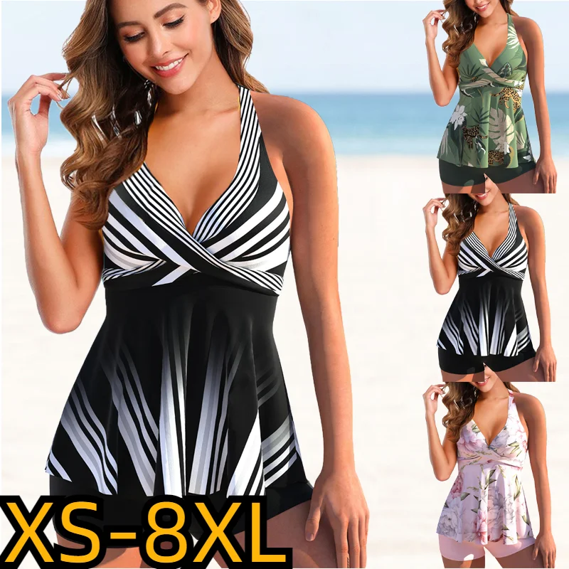 

2023 Printing Bathing Suit Tankini Women Abstract Printing Monokini Two Pieces Set Swimwear Swimsuits Summer Regular Beachwear