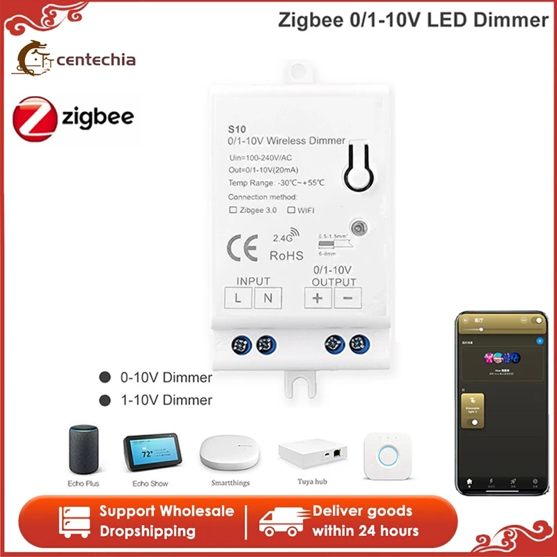 1/3/5Pcs Tuya Zigbee 3.0 Led Light Dimmer Controller Ac100-270V 0-10V 1-10V Rgb Lampada Smart Home App Hub Echo Plus Alexa Google
