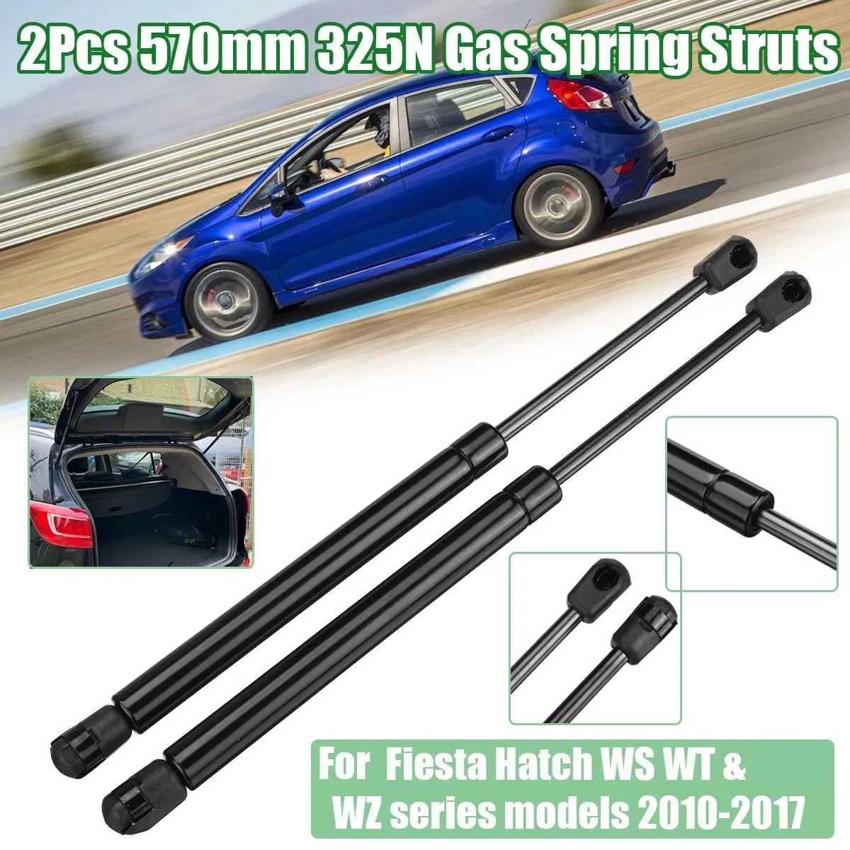 Car Tailgate Boot Gas Struts Lift Gas Spring 2Pcs For Ford Fiesta Hatchback WS WT WZ Series Models 2010- 570mm 325N