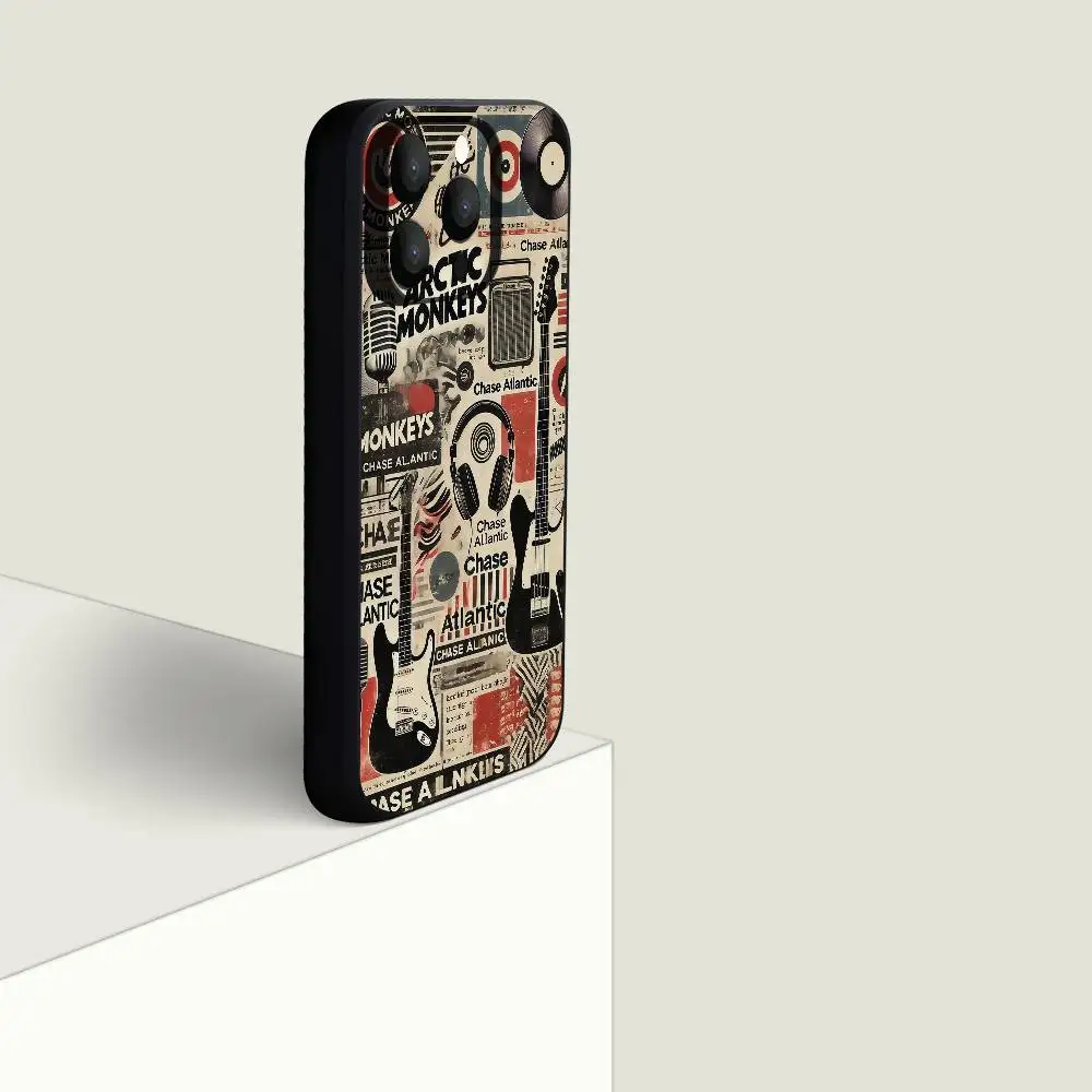 Indie Rock Collage Black Silicone Matte Phone Case