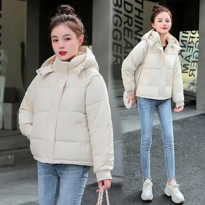 

Winter Jacket Thick Hooded Cotton Padded Coats 2023 New Female Korean Loose Puffer Parkas Ladies Warm