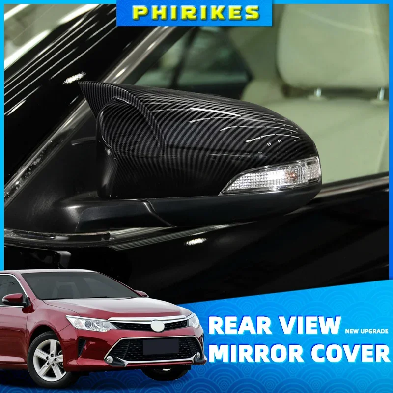 

For Toyota Camry 2011-2017 Accessories 2PCS Carbon Fiber ABS Plastic Rearview Mirror Decorative Cover