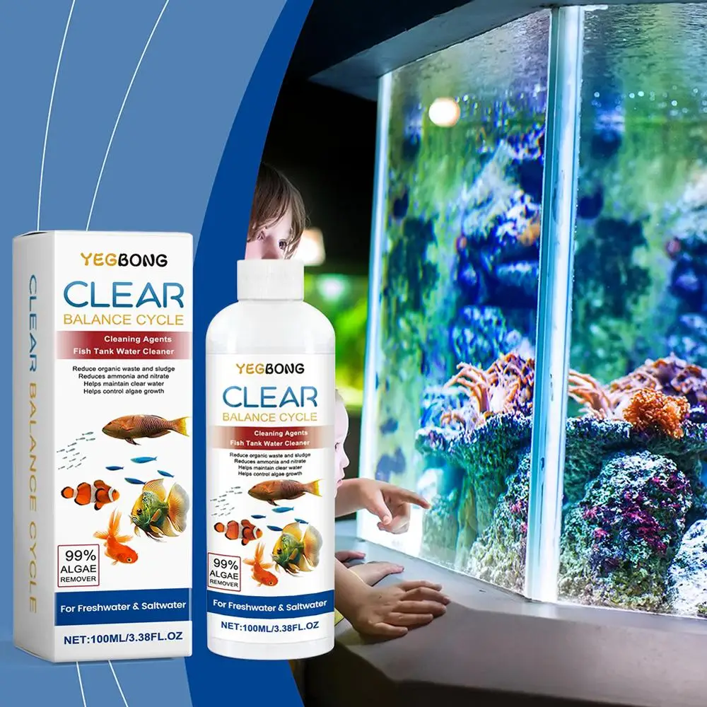 Description Picture 3 of item100ML Cleaner Fish Tanks Safe Reduce Algae Remover Aquarium Sludge Remover Bio Enzyme Clarifier Algae Control Cleaner Aquariums
