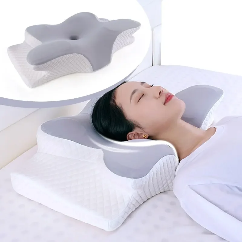

NEW Memory Foam Pillows Butterfly Shaped Relaxing Cervical Slow Rebound Neck Pillow Pain Relief Sleeping Orthopedic Beding
