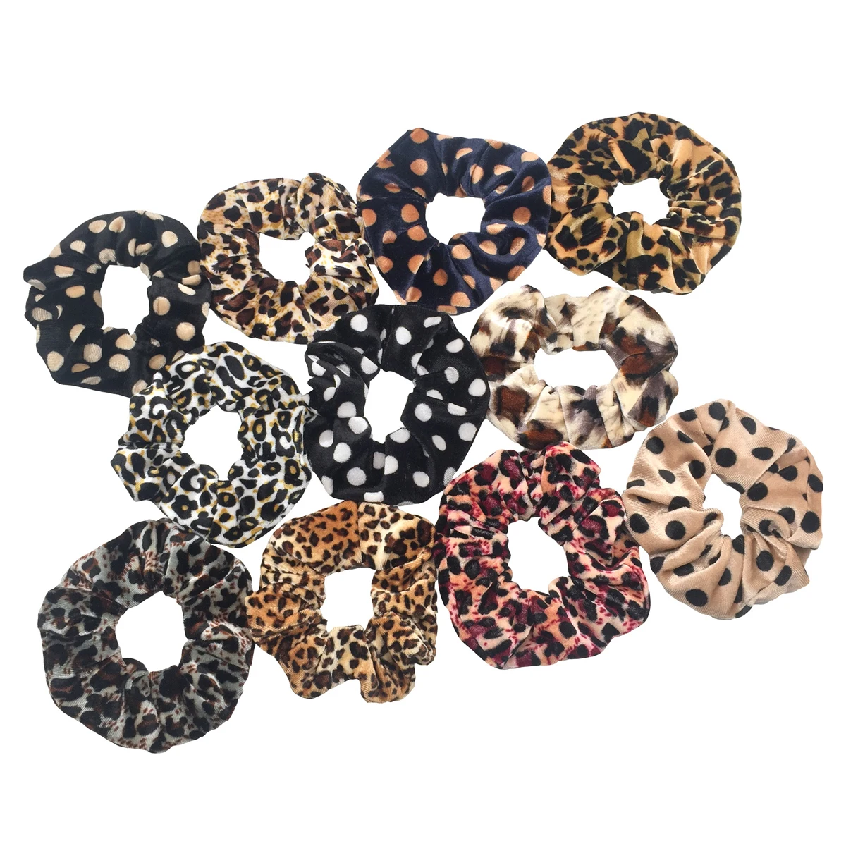6 teile/los Samt Scrunchie Elastische Haarbänder Drucken Dot Leopard Farbe Stirnband Halter Haar Krawatten Accessoires Scrunchy Kopfbedeckungen – Detail 2