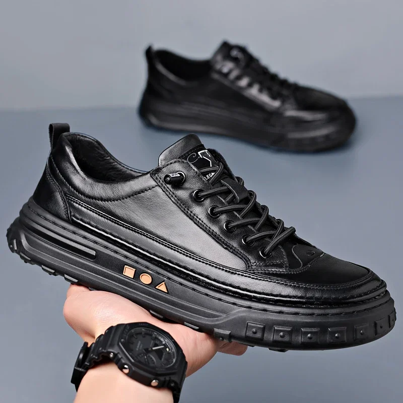 

Brand Men's Genuine Leather Shoes Thick Sole Men's Casual Shoes Versatile Men's Sports Shoes Outdoor Men's Mountaineering Shoes