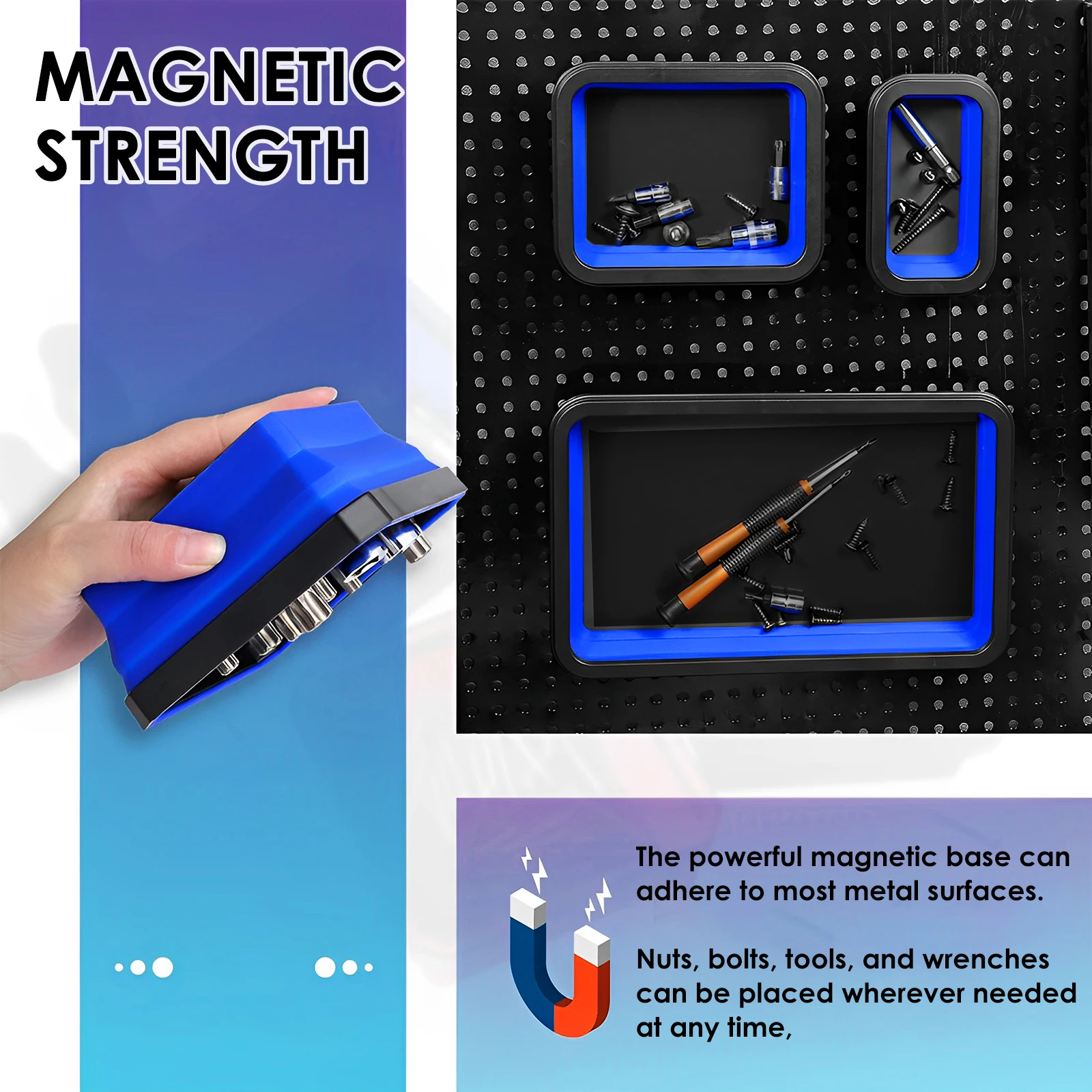 3Pcs Collapsible Magnetic Parts Tray Set Silicone Foldable Magnetic Tool Tray Magnetic Tray Organizer for Screw Bolt Nut Washer 3