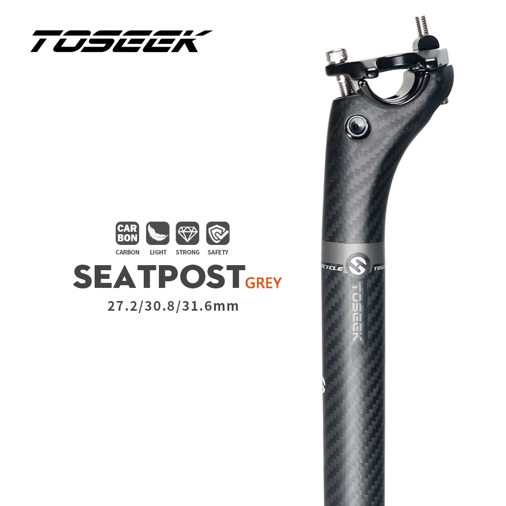 TOSEEK Full Carbon Fiber Bike Seatpost Length 350mm Ultralight for 27.2/30.8/31.6 mm Bike