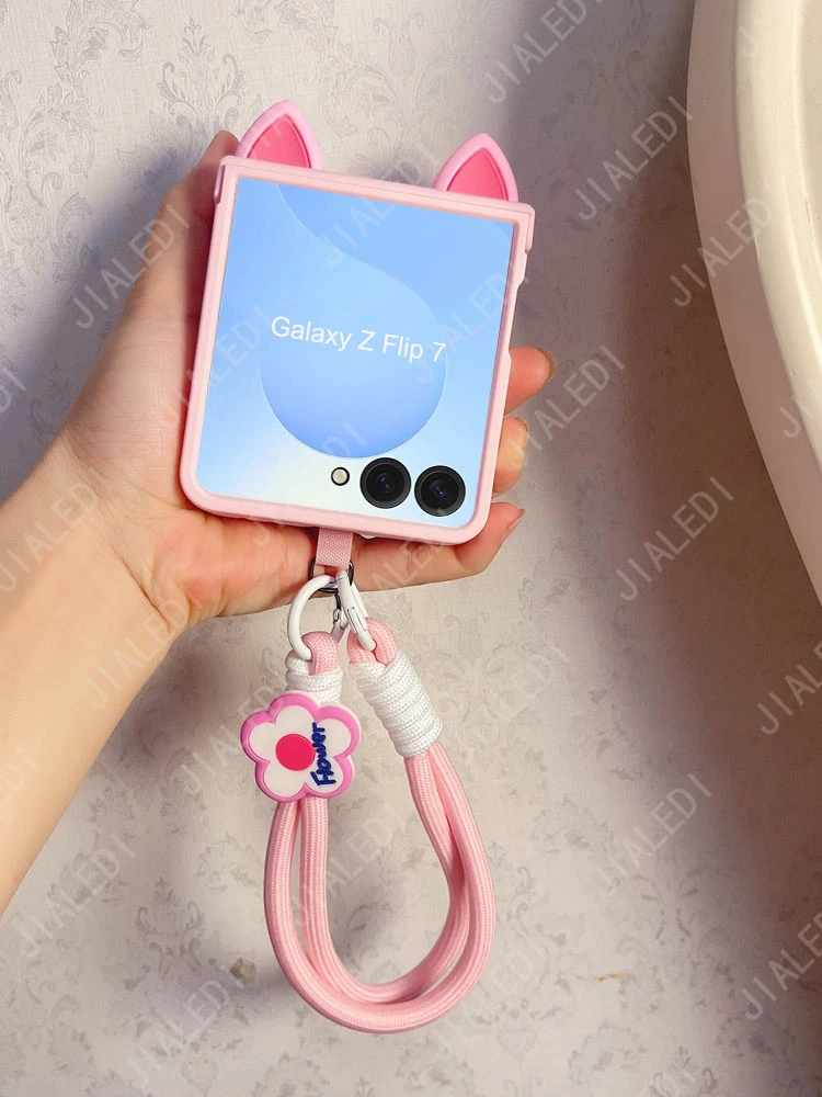 Cute Cat Ears Hinge Phone case For Samsung Galaxy Z Flip 7 thumbnail 6
