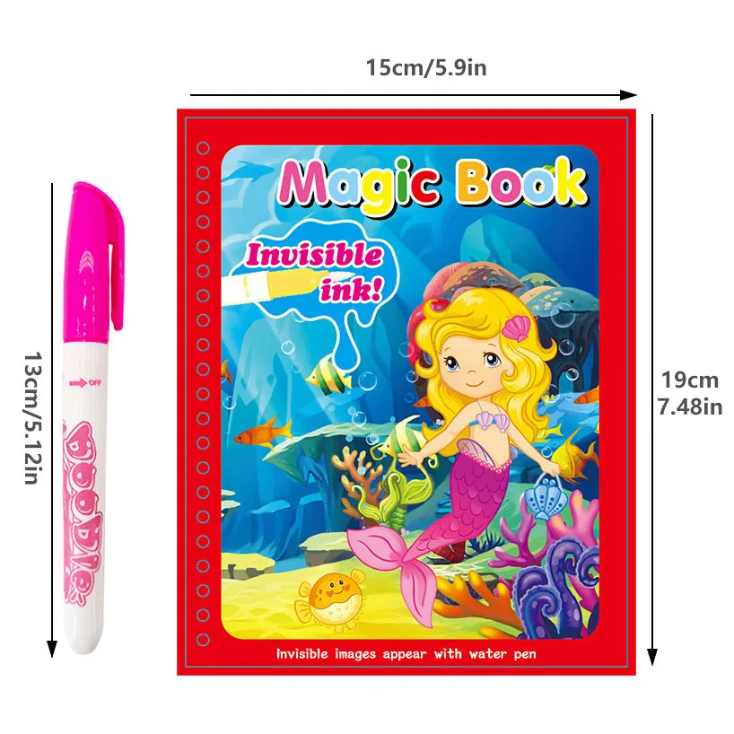 Magic Pen Water Drawing Books Coloring Book for Kids Doodle Painting Board Children Educational Toys Baby Christmas Birthday Gif 6