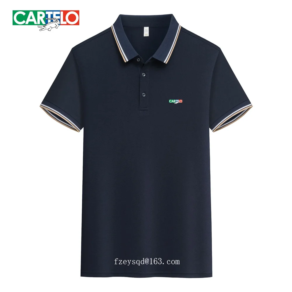 

Brand 2024 Summer CARTELO Printed Polo Shirt for Men Business Casual Fashion Solid Breathable work short sleeve T-shirt top