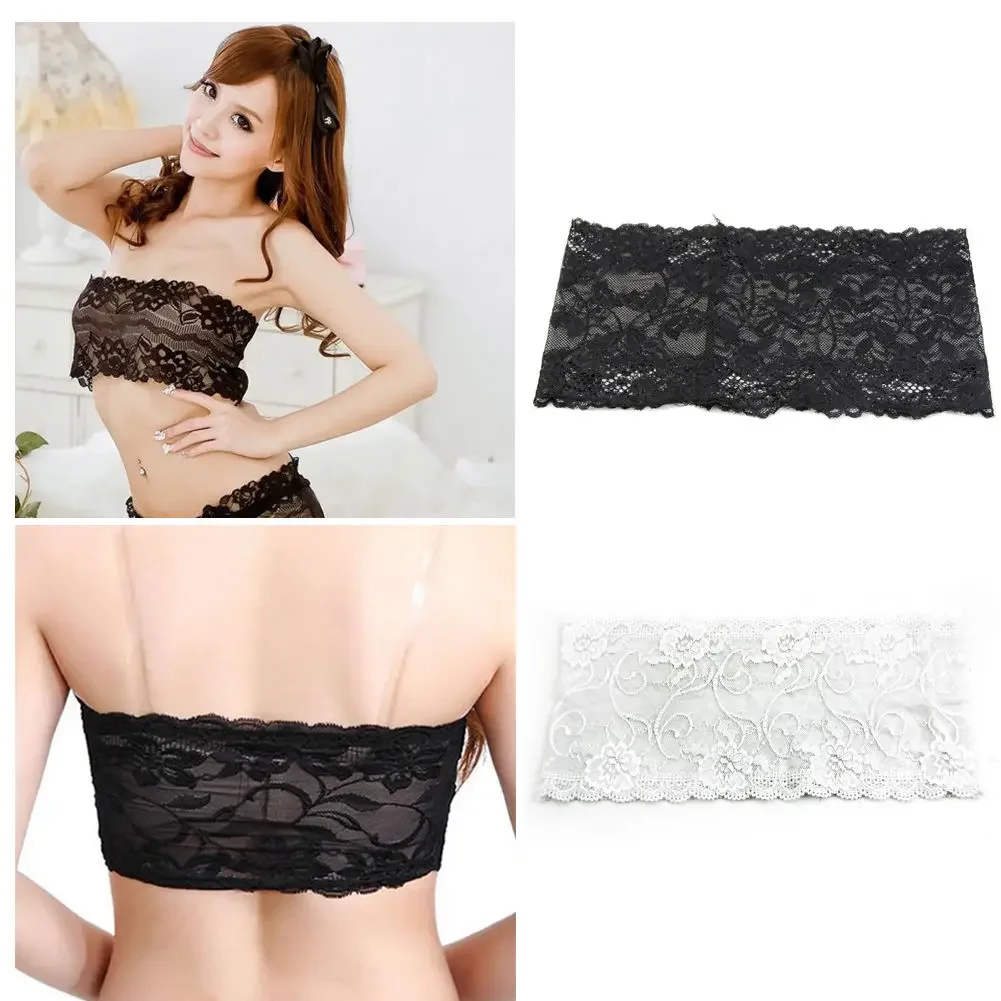 Sexy Lady Lace Stretch Boob Tube Top Women Girls Soft Strapless Bandeau Bra New