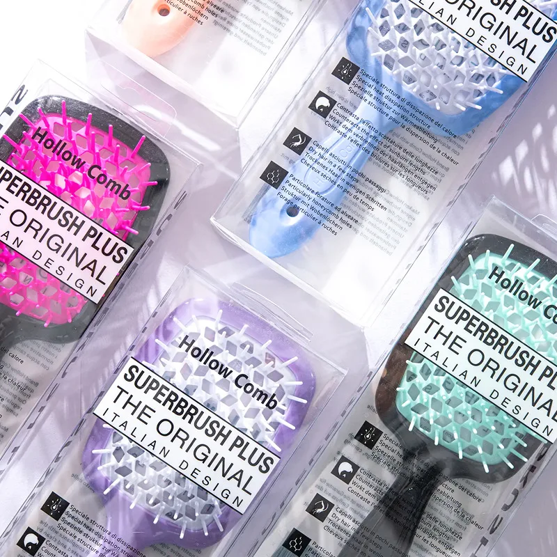 Fluffy Shape Mesh Comb Hairdressing  detangling hair brush Plastic Massage Dry And Wet Hollow Comb Salon DIY Hairdressing Tool 2