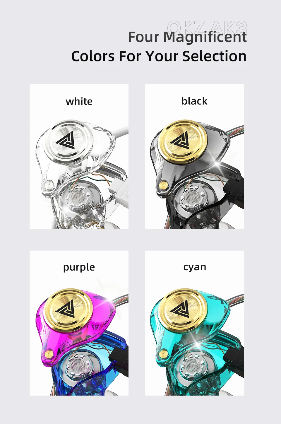 AK3 FiLe Wired Earphone with Microphone HiFi Music Monitor Bass Headphones Noise