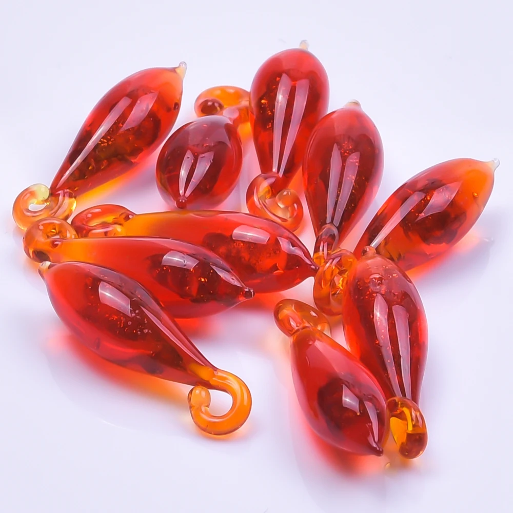 5/10PCS Red/White Colour Water Drop Pendant Is Made Of Glass Material For Jewelry Making Supplies Handmade DIY Jewelry