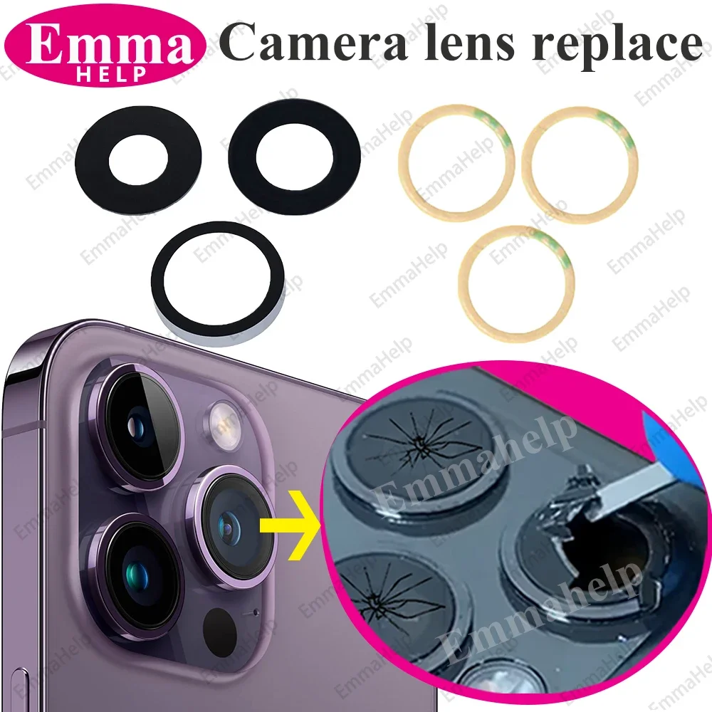 5set Rear Camera Glass Replacement for iPhone 13 Pro Max 16 11 12 Mini 14 15 11 X XS 8 7 Plus Camera Lens Glue Adhesive Repair