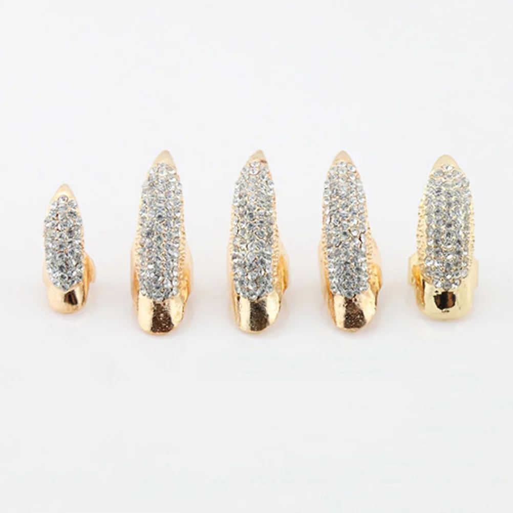 10pcs 3 Sizes Gothic Punk Style False Nail Claw Paw Finger Rings Cosplay Decoration (Golden) Claw ring 2