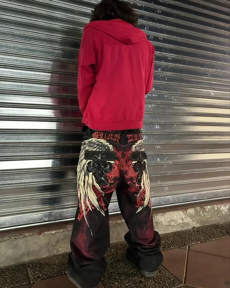 Men Jeans Y2k Baggy Vintage Relaxed Fit Skateboard Loose Embroidery Hip Hop Dance Denim Pants men jeans