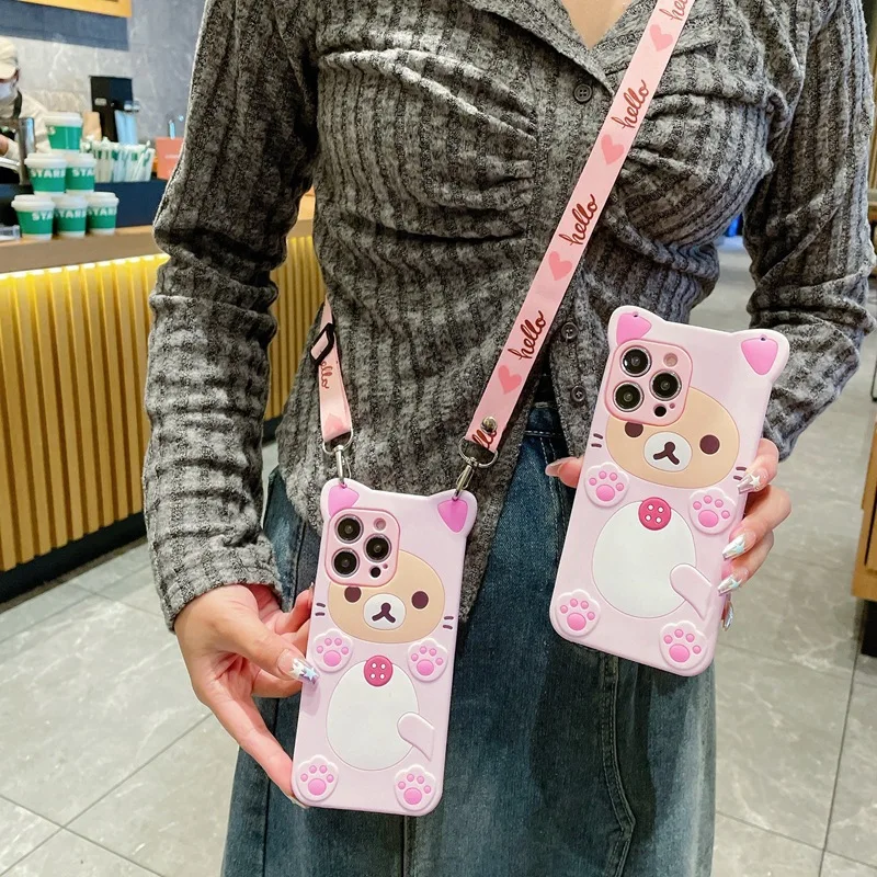 Charming Bear Crossbody Rope Phone Case Cover